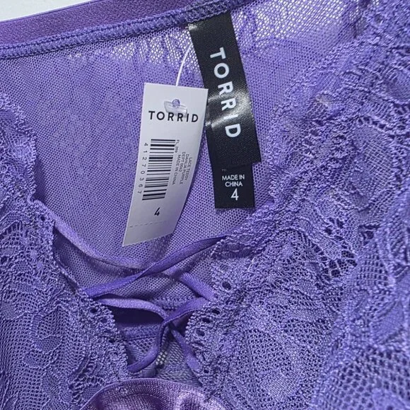 NWT Torrid Size 4 Purple Lace Teddy - Picture 4 of 4